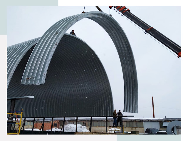 Полукруглые ангары в Амурске